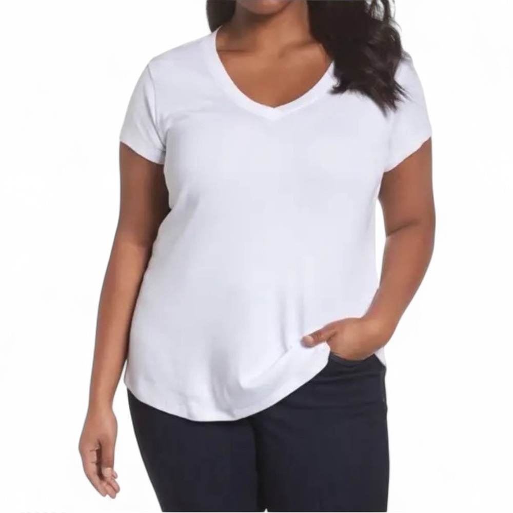 Sejour V-Neck Short Sleeve Tee White 1X